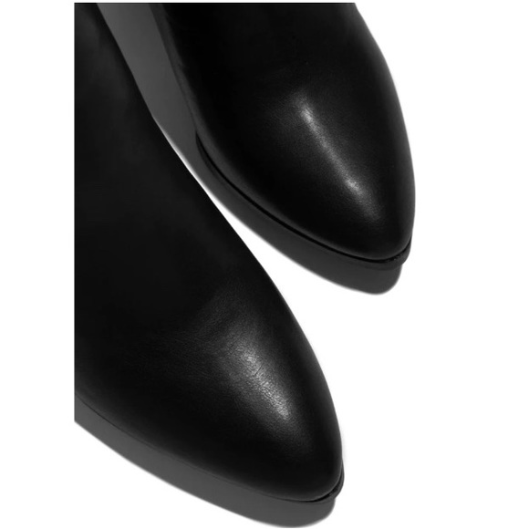 Black Low Chunky Block Heel Ankle Booties - Picture 6 of 11